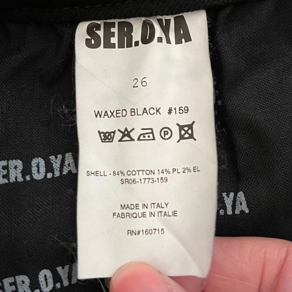 SER.O.YA RILEY WAX COATED BLACK DENIM MINI SKIRT 26 NEW Edgy Grunge Bikercore - Picture 12 of 14